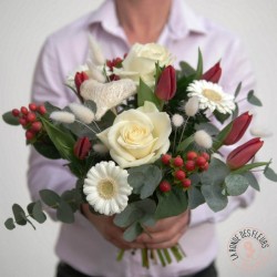 caresse bouquet rouge et blanc amour la ronde des fleurs