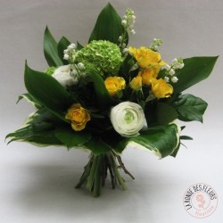sourire bouquet muguets et fleurs jaunes La Ronde des Fleurs