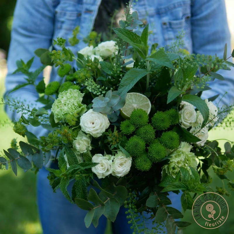 Mojito - Bouquet vert et blanc – Fraîcheur florale | Fleuriste Rennes