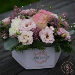 Bonnes fêtes coffret fleuri rose La Ronde des Fleurs