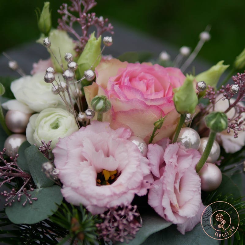 Bonnes fêtes coffret fleuri rose La Ronde des Fleurs