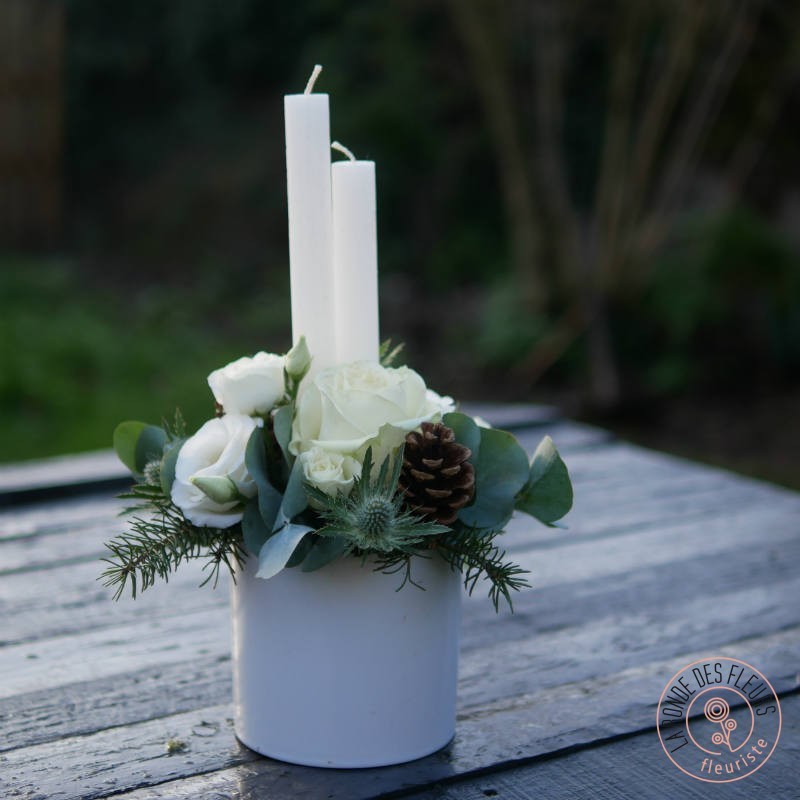 flambeau centre de table blanc La Ronde des Fleurs