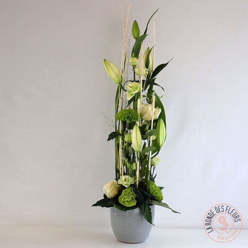 Composition hauteur blanche - Ronde des fleurs Composition hauteur blanche - Ronde des fleurs