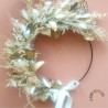 couronne de fleurs séchées blanches et beige volute rennes