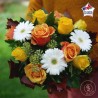 bouquet de fleurs françaises aux tons oranges jaunes