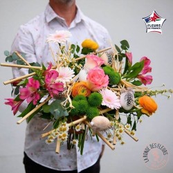 nova, bouquet rose blancjaune de fleurs francaises rennes